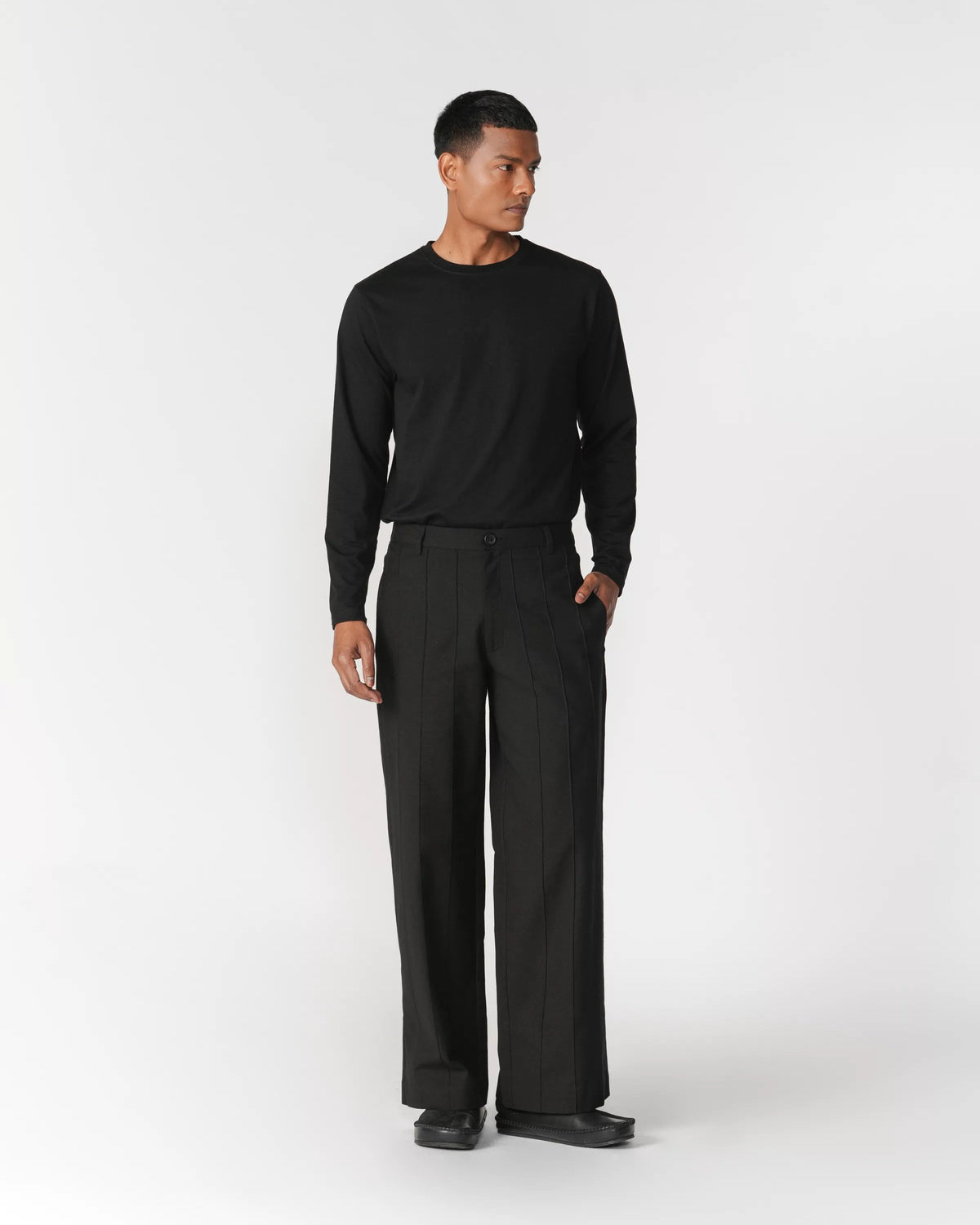 Straight Leg Pin-Tuck Pants