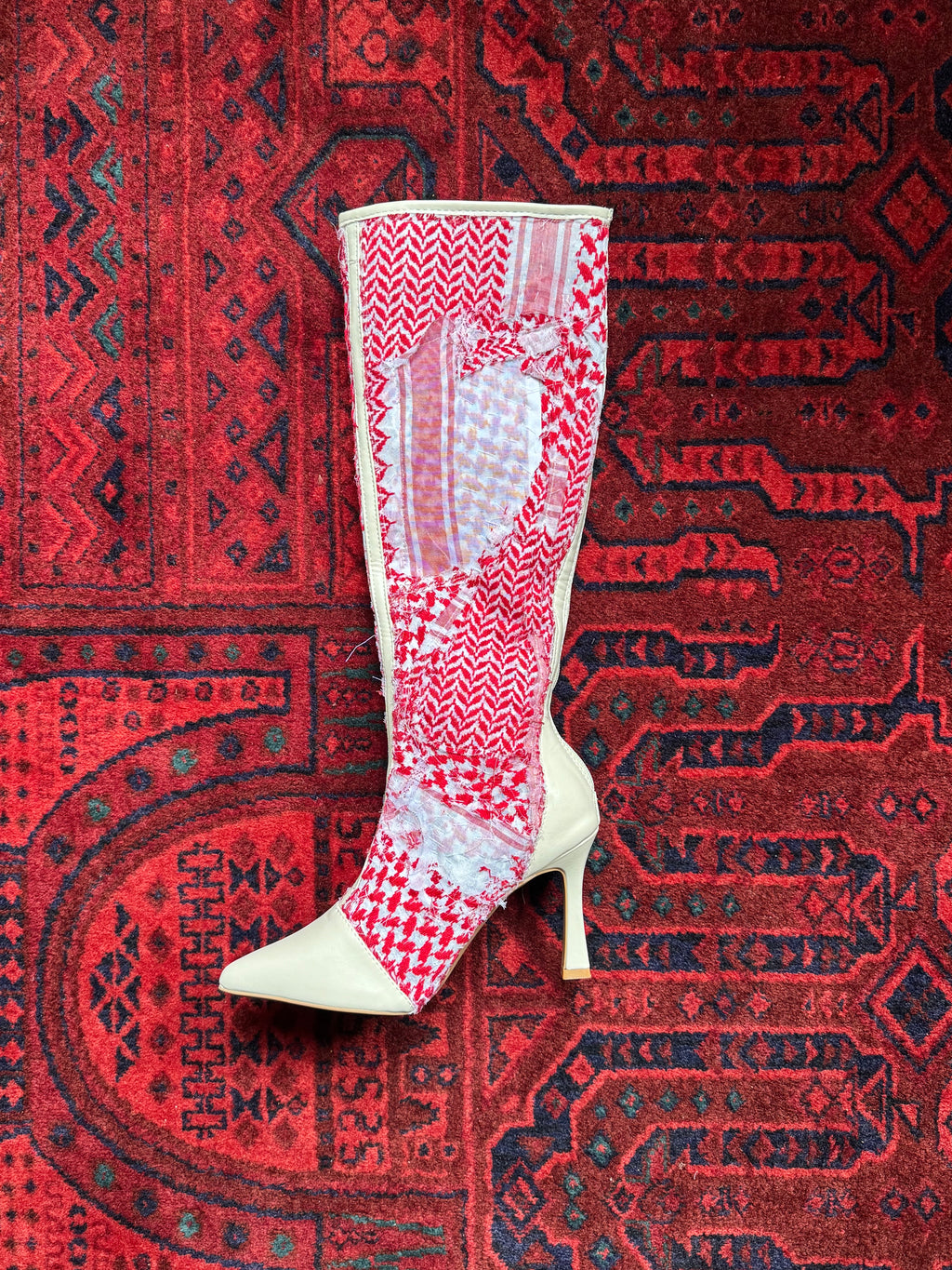 Red Shemagh Covered High Boot